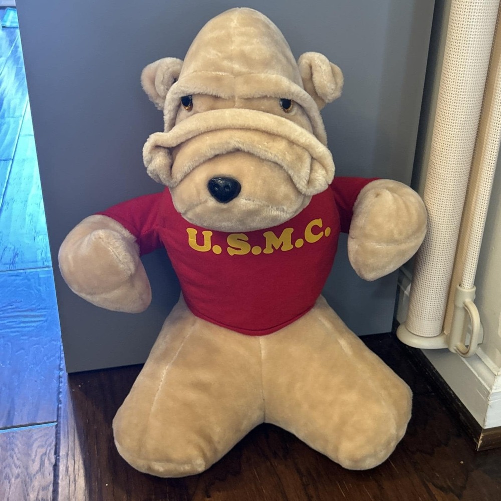 Vintage Mary Meyer Stuffed Plush USMC Drill Bulldog Marine Corps 18" RARE
